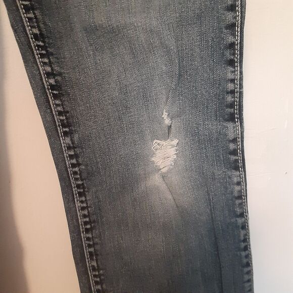 WRANGLER Q Baby Women's Jeans Size 5/6x33 Distressed Elastic Waistband Mid Rise - Picture 4 of 11